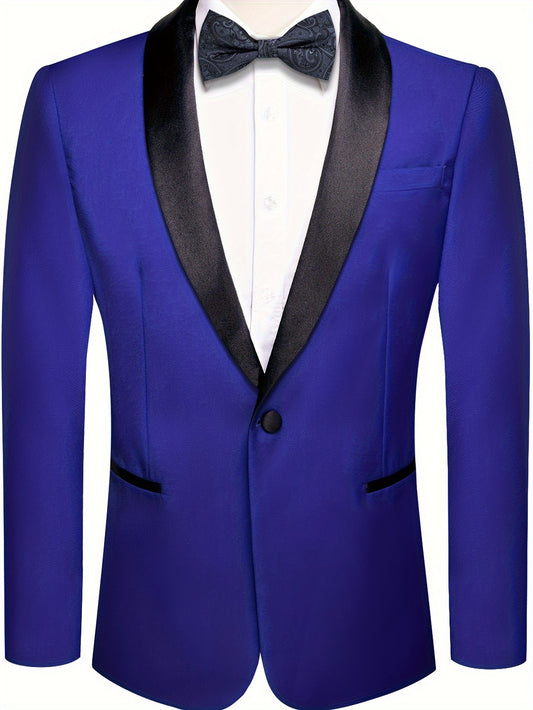 1PCS Chaqueta de esmoquin azul marino para hombre para boda sin pajarita, corte regular formal, chaqueta de traje para eventos limpios y elegantes