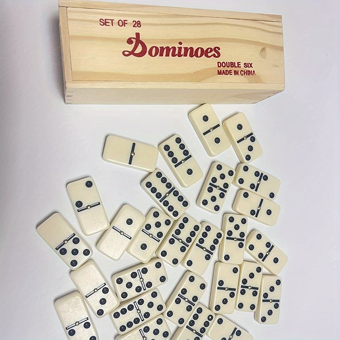 Juego De Dominó Para Adultos De 28 Uds., Juego De Mesa Clásico, Juego Doble De Seis, Juego Familiar, Juego De Dominó Doble De 6 Fichas Con Spinner En Caja De Madera Natural