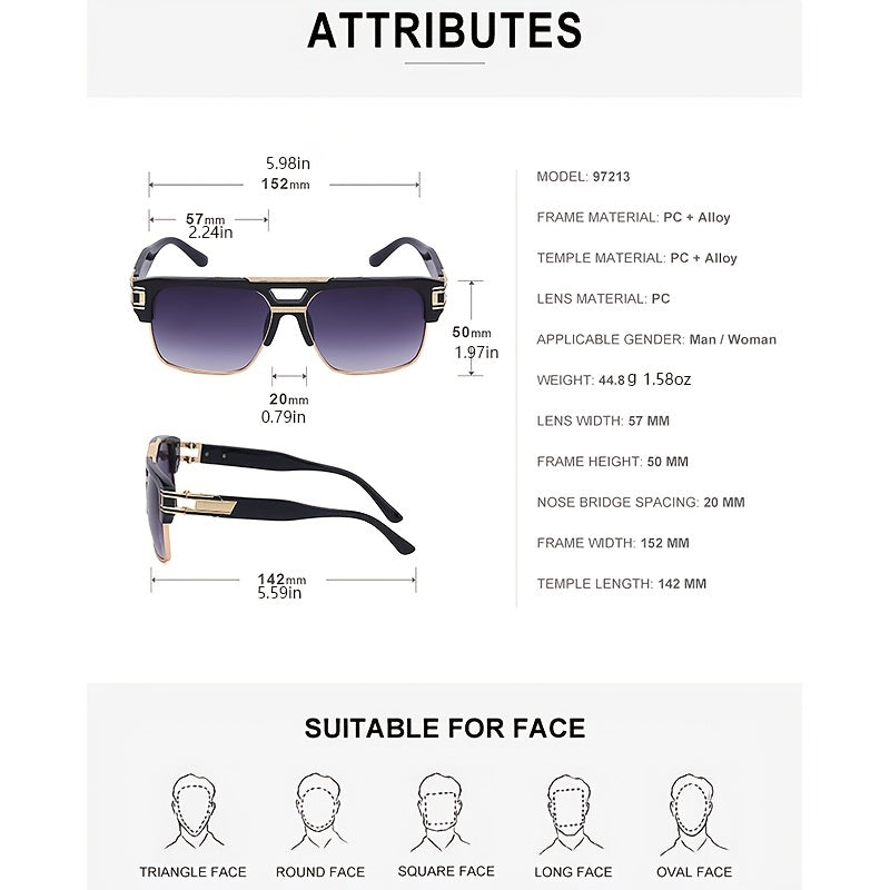 1pc Gafas De Sol De Gran Marco Para Pesca Y Conducción Al Aire Libre Para Hombres
