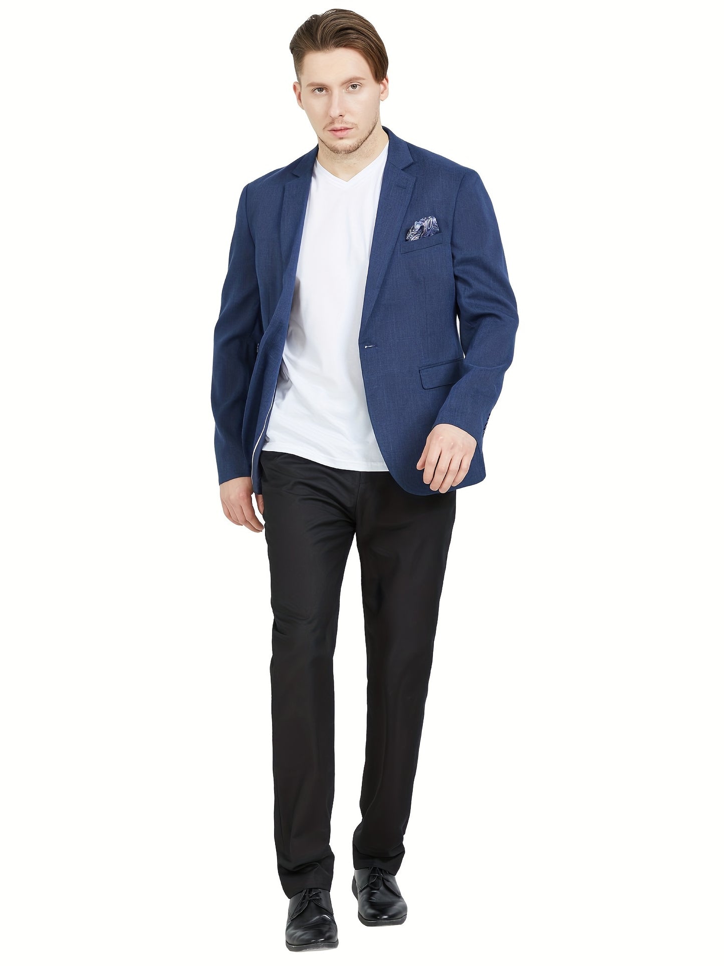 MAGE MALE Chaquetas Blazer de Traje Casual de Negocios para Hombre, Ajustadas, Ligeras, de Un Botón, Color Azul Marino