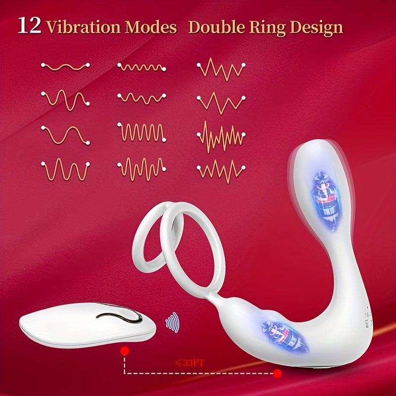 Masajeador de Próstata con Vibración y Anillo de Pene para Hombres - Juguetes Sexuales Anales para Parejas
