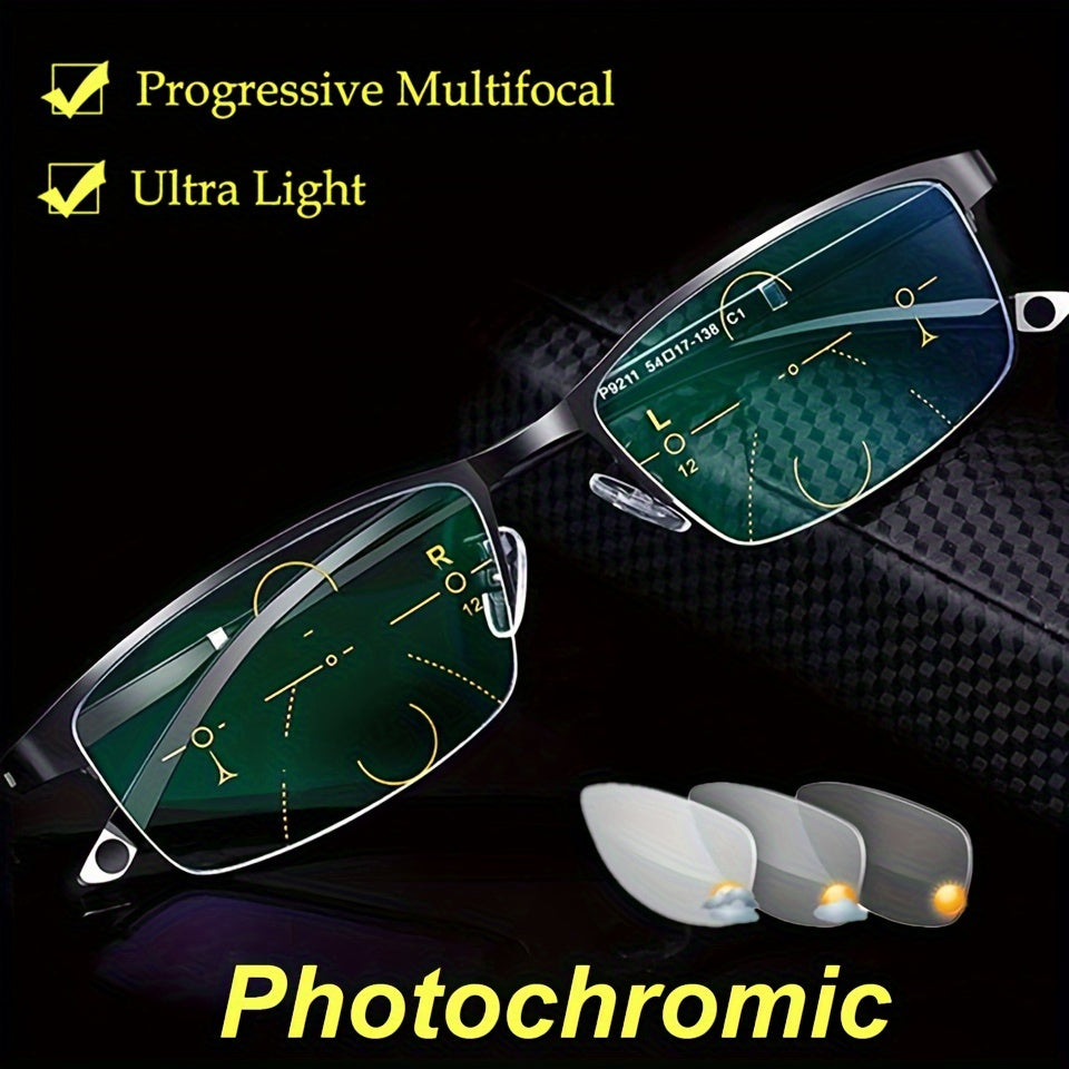 1pc Gafas Progresivas Multifocales Inteligentes Para Hombres Con Fotoquímica, Gafas Unisex TR90 Para Ordenador Con Zoom Automático