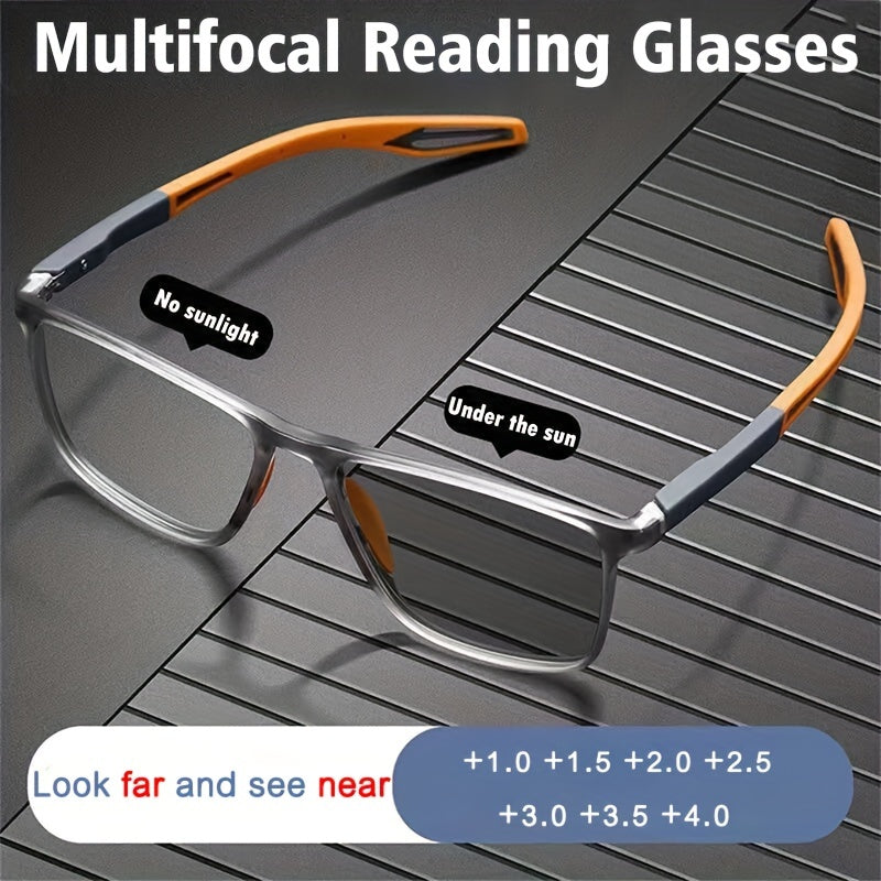 1pc Gafas Multifocales Con Lentes Fotocromáticas Para Hombres, Gafas Deportivas Antideslizantes De Doble Uso +1.0 A +4.0