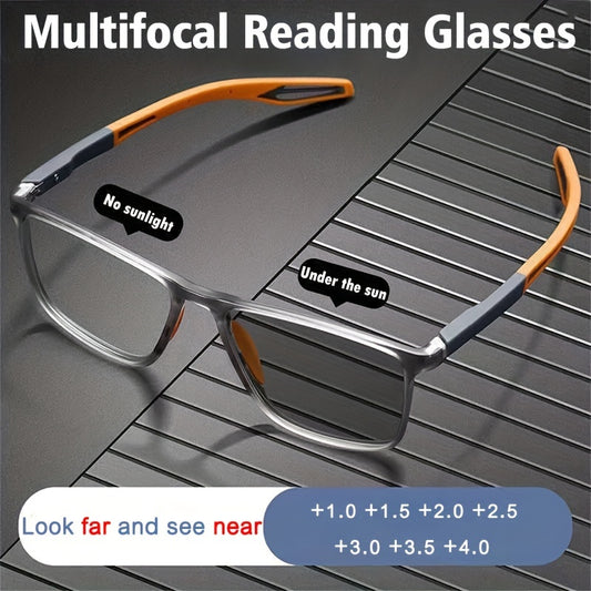 1pc Gafas Multifocales Con Lentes Fotocromáticas Para Hombres, Gafas Deportivas Antideslizantes De Doble Uso +1.0 A +4.0