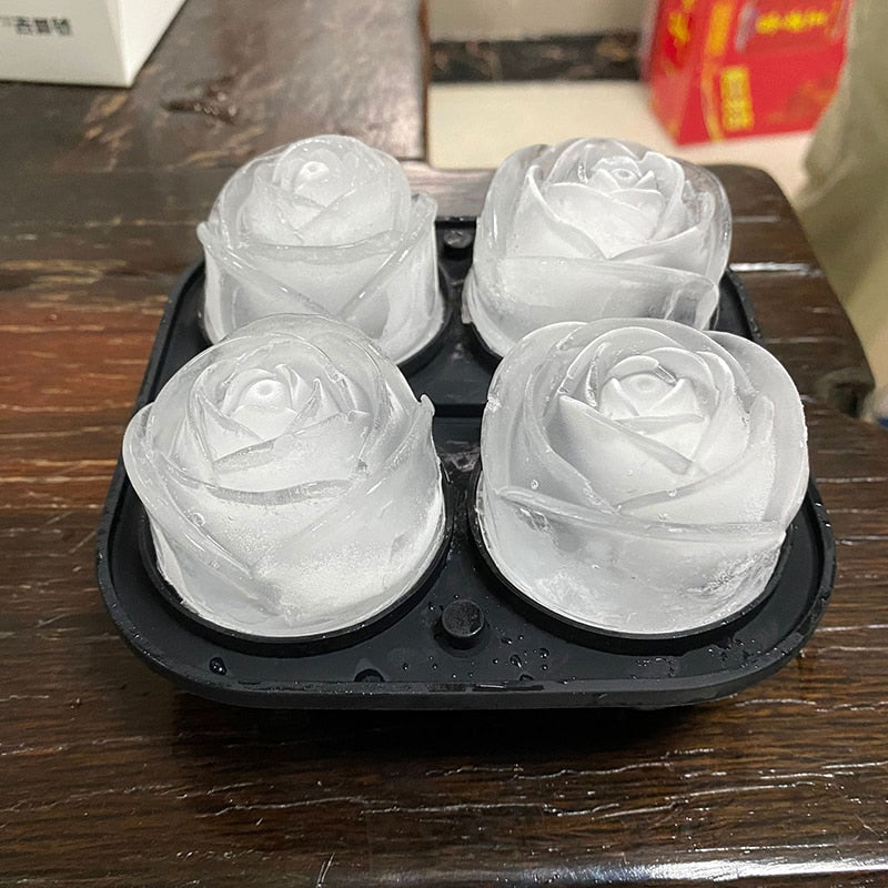 Ice Cube Trays Rose Silicon Reusable Silicone Ice cube Mold BPA Free Ice maker with Removable Lids
