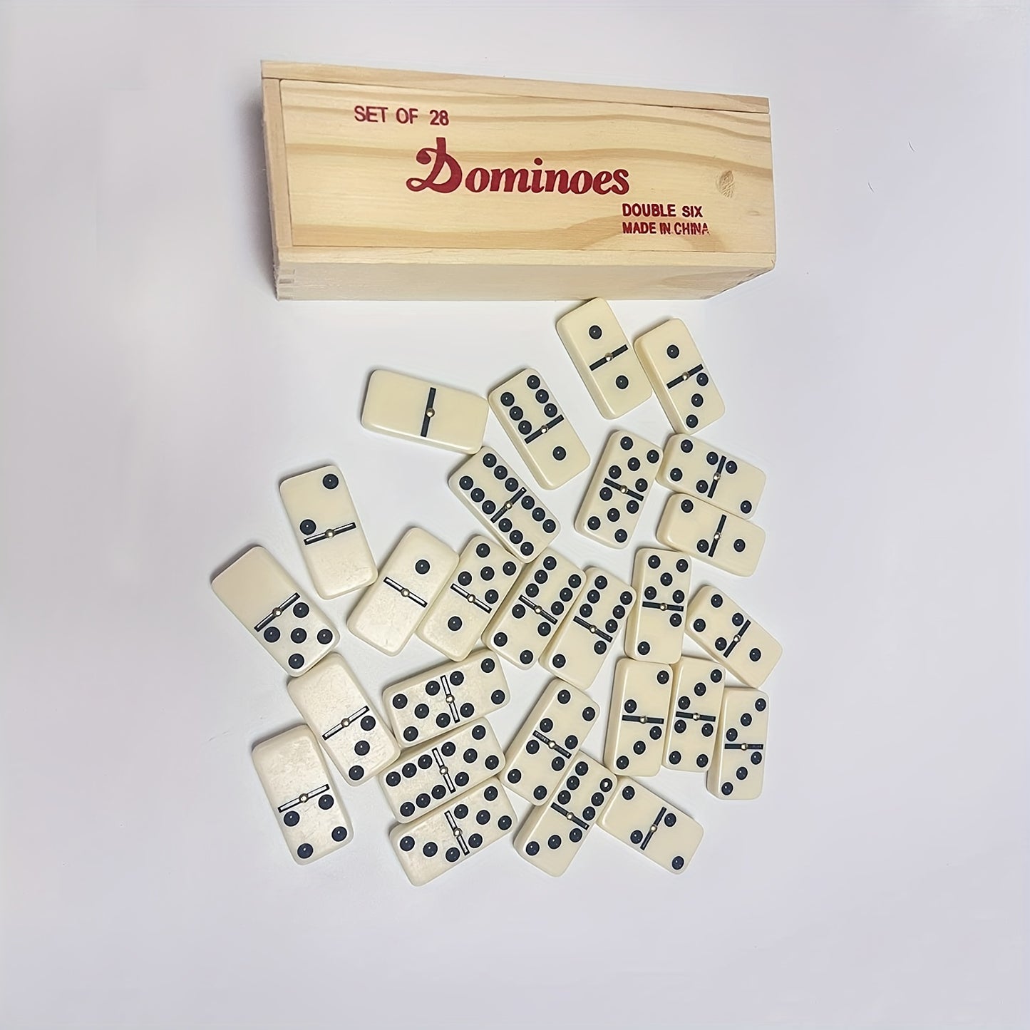 Juego De Dominó Para Adultos De 28 Uds., Juego De Mesa Clásico, Juego Doble De Seis, Juego Familiar, Juego De Dominó Doble De 6 Fichas Con Spinner En Caja De Madera Natural