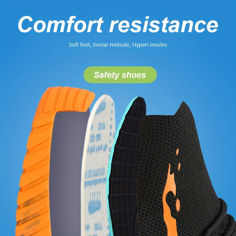 Breathable Steel Toe Work Shoes for Men - Slip Resistant, High Quality, Industrial Construction Sneakers - Plus Size