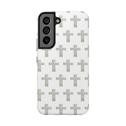 Cross Pattern Tough Phone Case — Minimalist Religious Christian Design