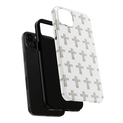 Cross Pattern Tough Phone Case — Minimalist Religious Christian Design