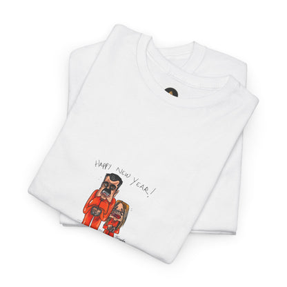 Crewneck Tee — 'Dad and Kid' Matching Astronaut Illustration