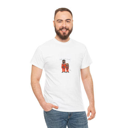 Crewneck Tee — 'Dad and Kid' Matching Astronaut Illustration