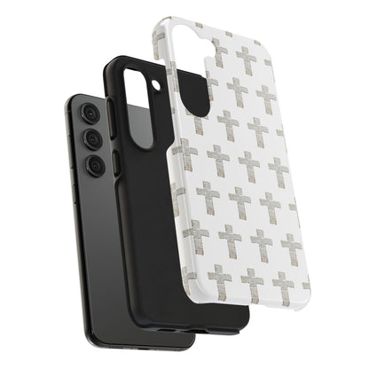 Cross Pattern Tough Phone Case — Minimalist Religious Christian Design