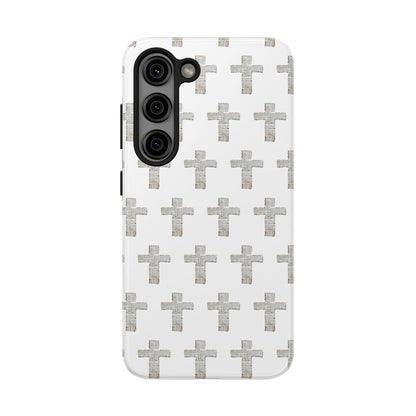 Cross Pattern Tough Phone Case — Minimalist Religious Christian Design