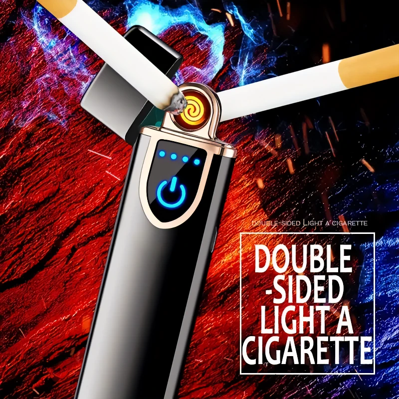 Rechargeable Use Windproof Lighter, Double-sided Cigarette Lighter, Small And Light Flamel