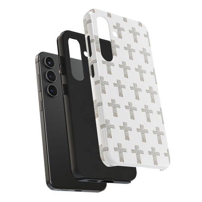 Cross Pattern Tough Phone Case — Minimalist Religious Christian Design