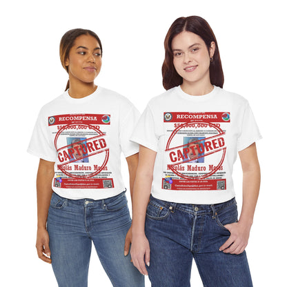 Captured 'Recompensa' Wanted Poster T-Shirt — Nicolás Maduro Mock Reward Design