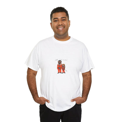 Crewneck Tee — 'Dad and Kid' Matching Astronaut Illustration