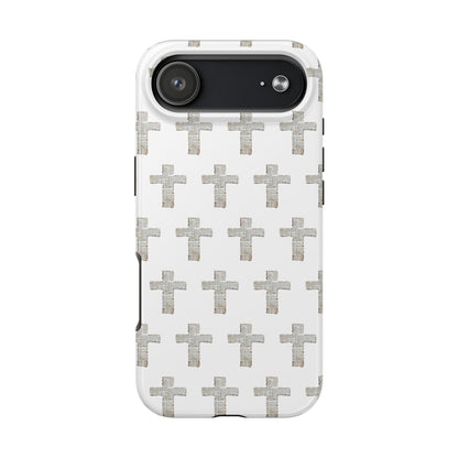 Cross Pattern Tough Phone Case — Minimalist Religious Christian Design