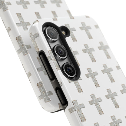 Cross Pattern Tough Phone Case — Minimalist Religious Christian Design
