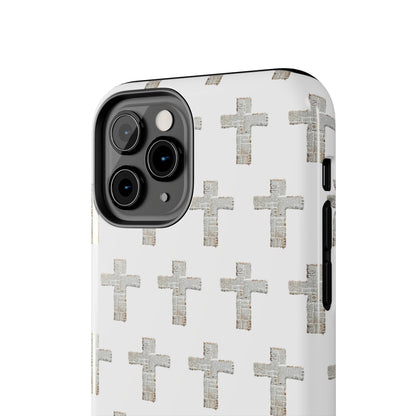 Cross Pattern Tough Phone Case — Minimalist Religious Christian Design