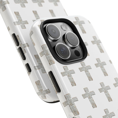 Cross Pattern Tough Phone Case — Minimalist Religious Christian Design