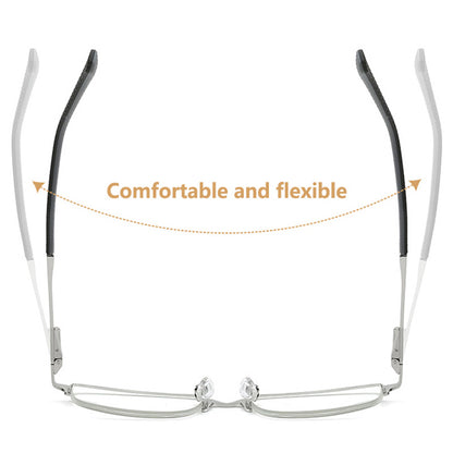 Gafas De Lectura Para Hombres De Negocios Media Montura Antifatiga Para La Vista Cansada Marco De Metal