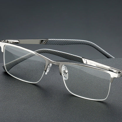 Gafas De Lectura Para Hombres De Negocios Media Montura Antifatiga Para La Vista Cansada Marco De Metal