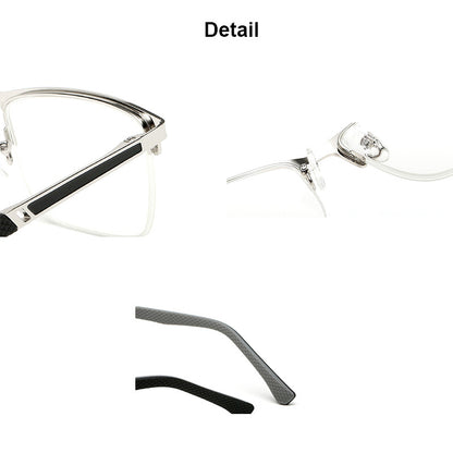 Gafas De Lectura Para Hombres De Negocios Media Montura Antifatiga Para La Vista Cansada Marco De Metal