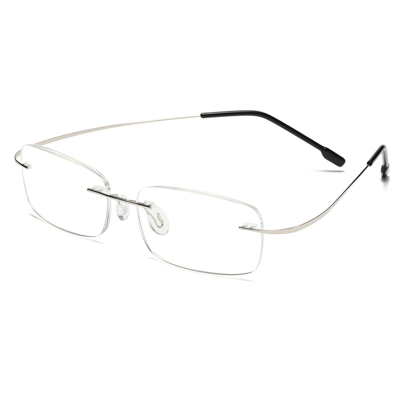 1pc Gafas De Presbicia Para Hombres Sin Montura De Titanio De Alta Definición, Con Patas Flexibles De Memoria +1.0 A +4.0