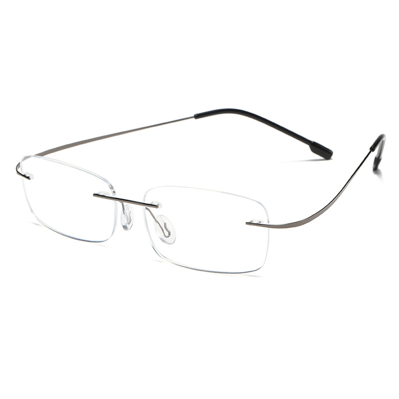 1pc Gafas De Presbicia Para Hombres Sin Montura De Titanio De Alta Definición, Con Patas Flexibles De Memoria +1.0 A +4.0