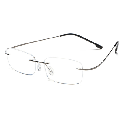 1pc Gafas De Presbicia Para Hombres Sin Montura De Titanio De Alta Definición, Con Patas Flexibles De Memoria +1.0 A +4.0