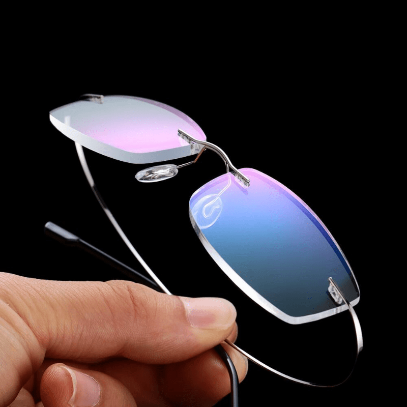 1pc Gafas De Presbicia Para Hombres Sin Montura De Titanio De Alta Definición, Con Patas Flexibles De Memoria +1.0 A +4.0