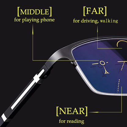1pc Gafas Progresivas Multifocales Inteligentes Para Hombres Con Fotoquímica, Gafas Unisex TR90 Para Ordenador Con Zoom Automático