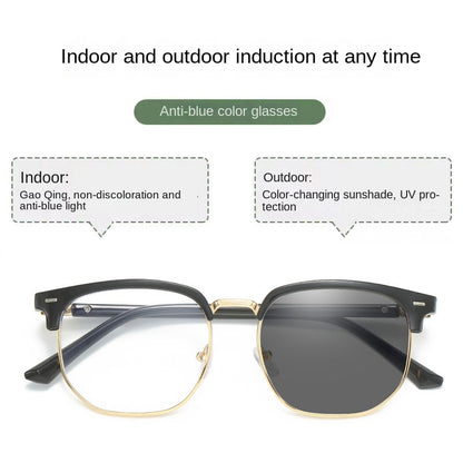 Monturas De Gafas Retro Para Hombre Y Mujer, Lentes Planas Que Cambian De Color Con Luz Anti-azul, A La Moda, 1 Ud.
