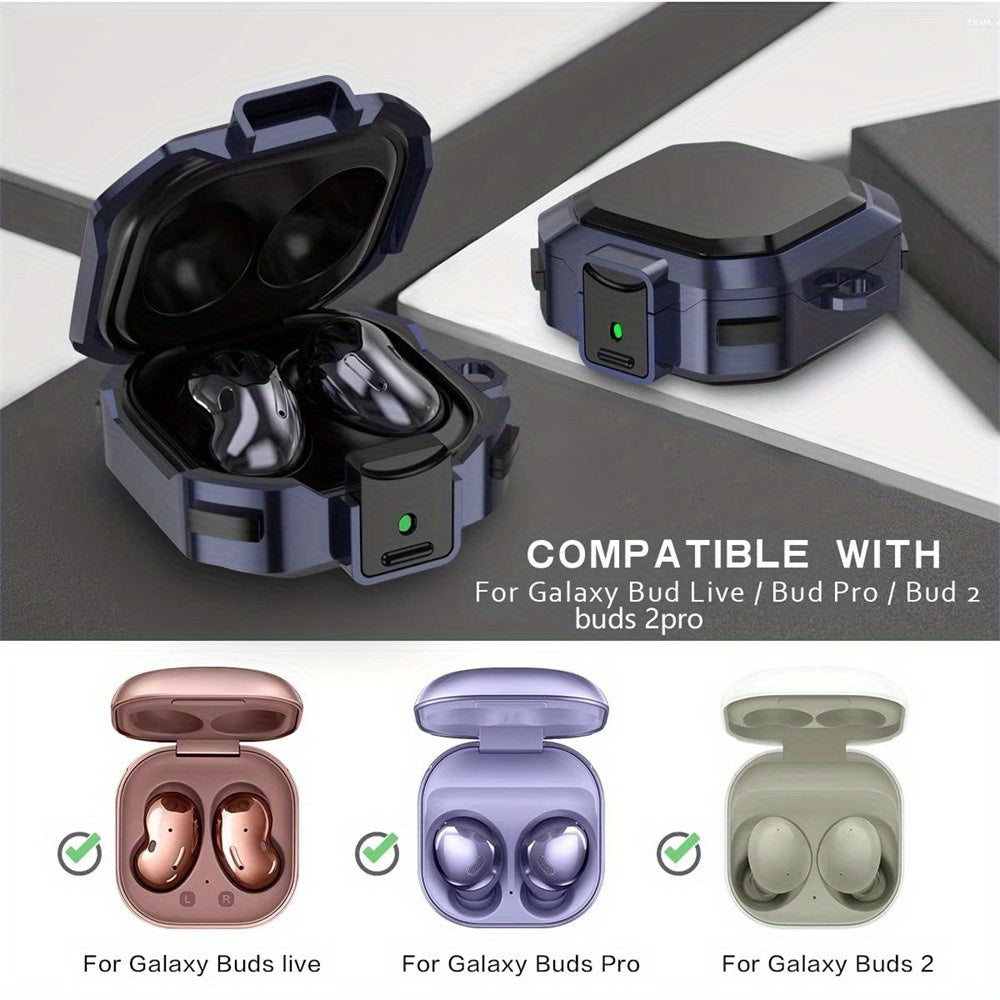 【con Bloqueo Seguro】Funda De Lujo Para Earpods Para Samsung Galaxy Buds Pro Con Llavero Para Galaxy Buds Live 2 Pro Capa Coque Cover