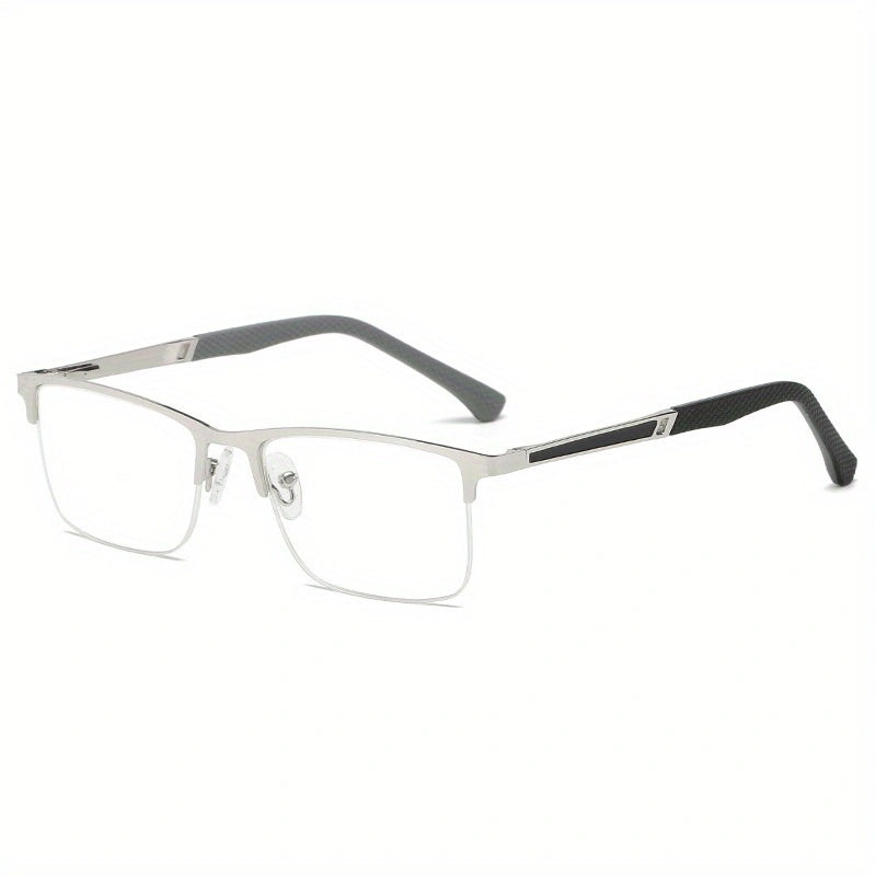 Gafas De Lectura De Negocios De Metal Con Media Montura Para Hombre, Gafas De Lectura Para Hipermetropía +1,0 A +4,0