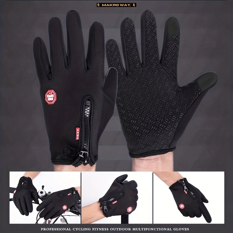 Guantes De Pantalla Táctil Sensibles Al Invierno Cremallera Ajustable Guantes Cortos A Prueba De Viento Impermeables Montañismo Al Aire Libre Pesca Correr Guantes Deportivos Unisex