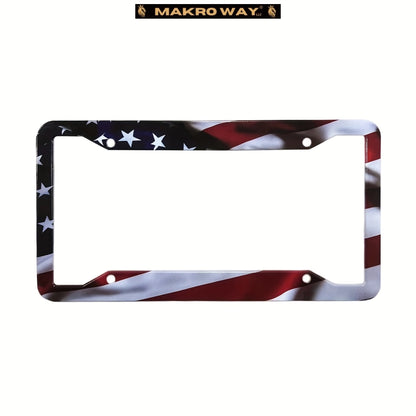 Marco De Matrícula De La Bandera Americana, Soporte Universal De Aluminio Mate A Rayas, Bandera De Estados Unidos, Brillante, Patriótica, Marco De Placa De Coche Con Tornillos Libres