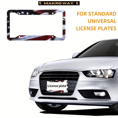 Marco De Matrícula De La Bandera Americana, Soporte Universal De Aluminio Mate A Rayas, Bandera De Estados Unidos, Brillante, Patriótica, Marco De Placa De Coche Con Tornillos Libres