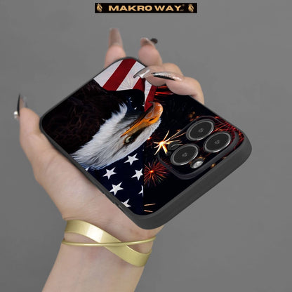 Eagle Pattern Silicone Phone Case for iPhone - Shockproof TPU Cover for Men and Women - Clear/Black - Fits iPhone 15 to SE