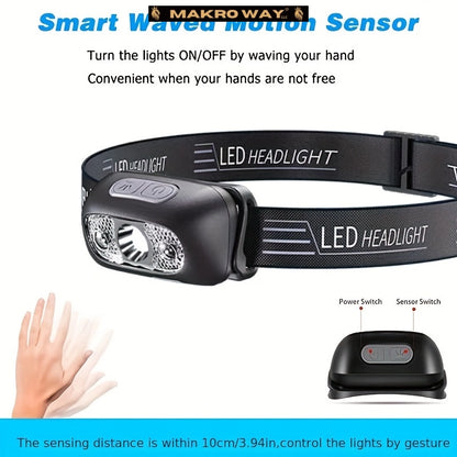 USB recargable faro LED con sensor de movimiento y resistente al agua - MACROCOSM