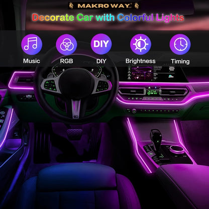 196" RGB LED Car Interior Lighting Kit - USB - Syncs with Music - Waterproof
