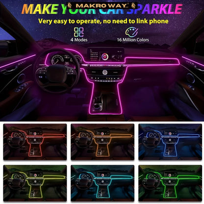 196" RGB LED Car Interior Lighting Kit - USB - Syncs with Music - Waterproof