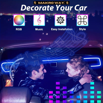 196" RGB LED Car Interior Lighting Kit - USB - Syncs with Music - Waterproof