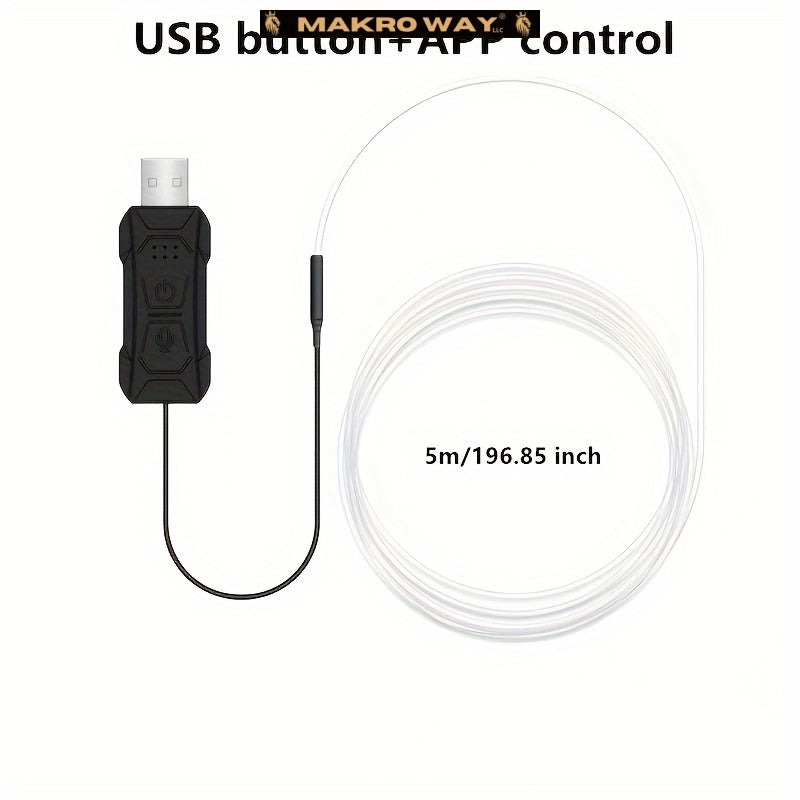 196" RGB LED Car Interior Lighting Kit - USB - Syncs with Music - Waterproof