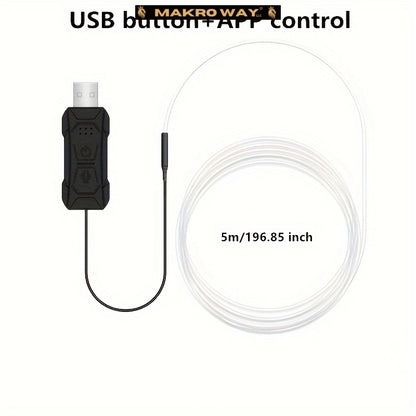 196" RGB LED Car Interior Lighting Kit - USB - Syncs with Music - Waterproof