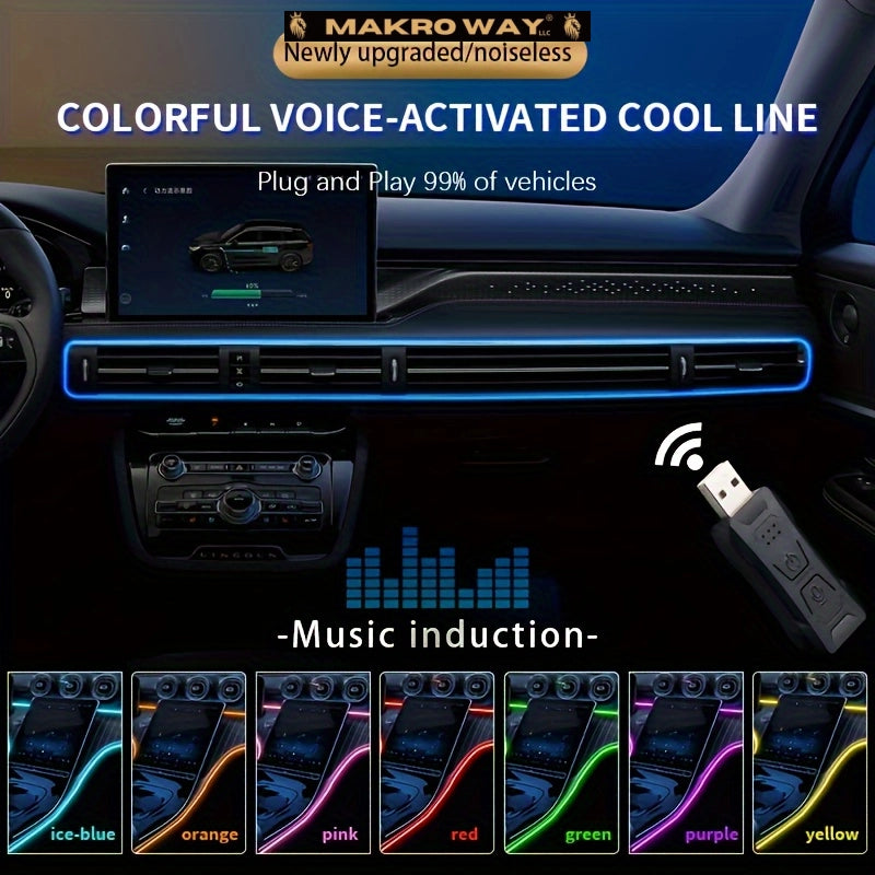 196" RGB LED Car Interior Lighting Kit - USB - Syncs with Music - Waterproof