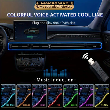 196" RGB LED Car Interior Lighting Kit - USB - Syncs with Music - Waterproof