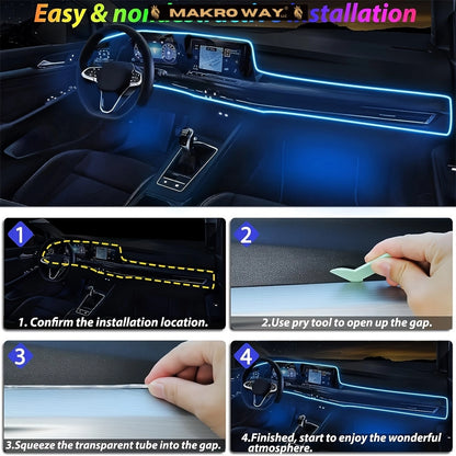 196" RGB LED Car Interior Lighting Kit - USB - Syncs with Music - Waterproof