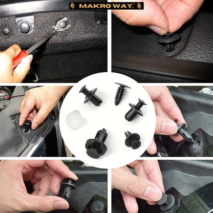 Universal Car Retention Clip Set - 105pc Kit with Bumper Fasteners and Fender Parts - Fits Most Models